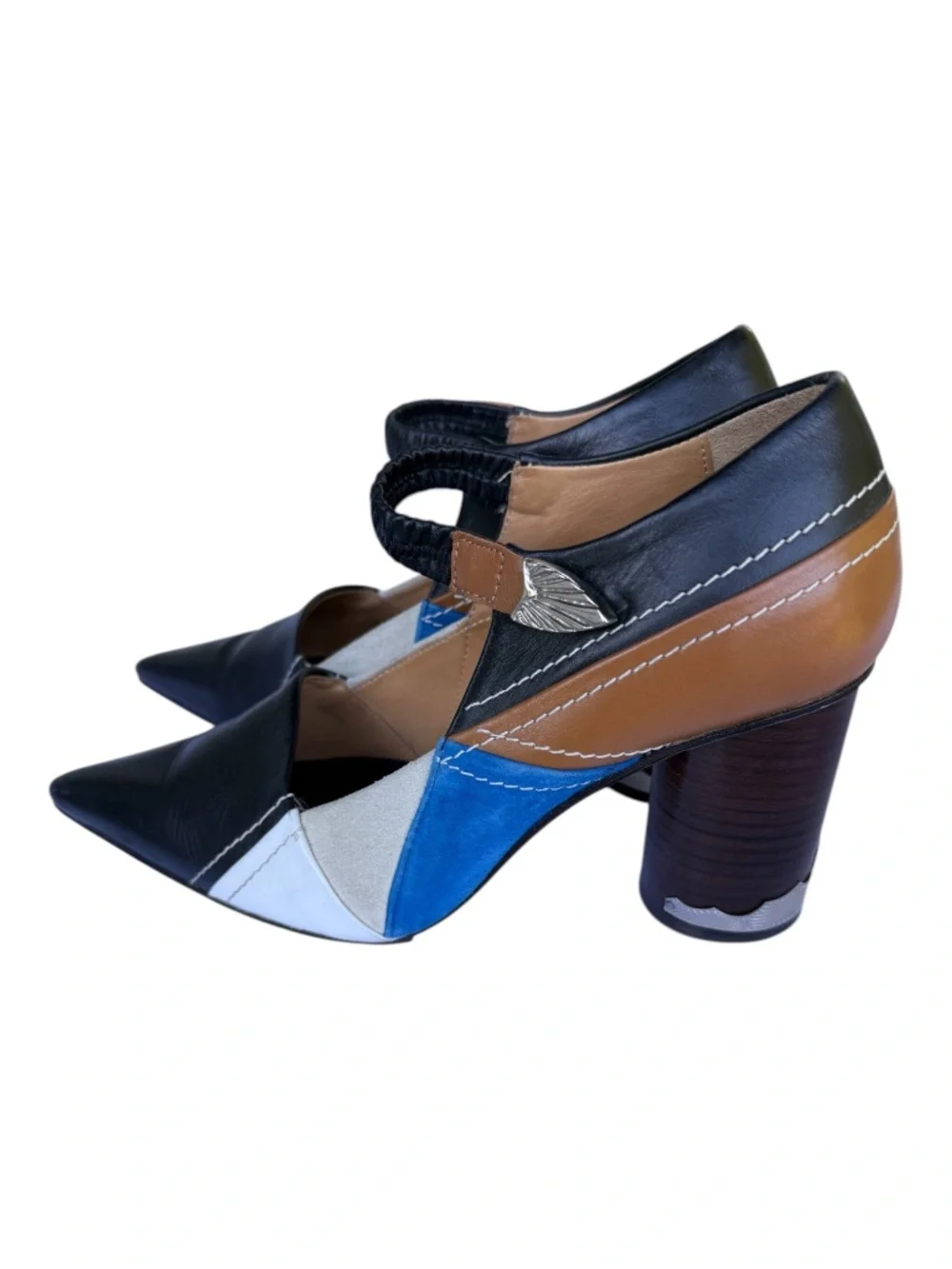 TOGA Pulla Multicolor Patchwork Leather Pointed-Toe Pumps | 37